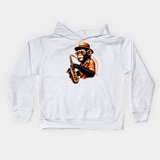 Monkey playing saxophone Kids Hoodie